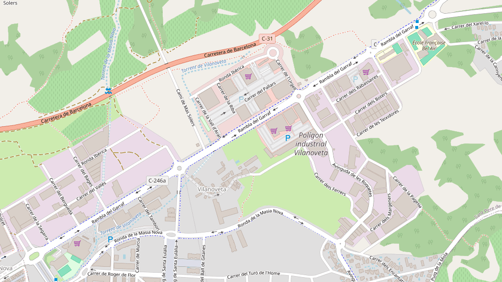 Mapa de la zona del taller, en la Rambla del Garraf de Sant Pere de Ribes